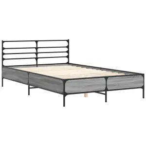 Berkfield Bed Frame without Mattress Grey Sonoma 135x190 cm Double