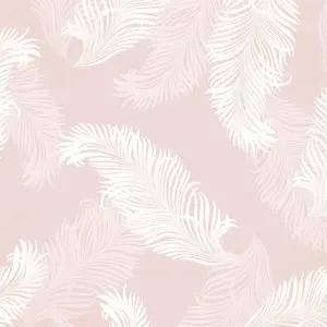 Hoopla Walls Pale Pink Feathers Smooth Matt Wallpaper