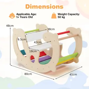 COSTWAY 2-in-1 Rocking Horse Arch for Kids Montessori Climbing Toys with Rocker