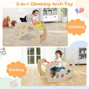 COSTWAY 2-in-1 Rocking Horse Arch for Kids Montessori Climbing Toys with Rocker