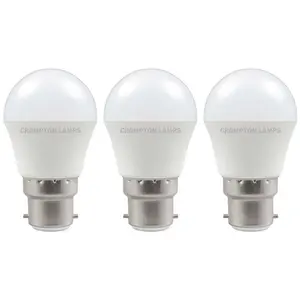 Crompton Lamps LED Golfball 5W B22 Dimmable Warm White Opal (40W Eqv) (3 Pack)