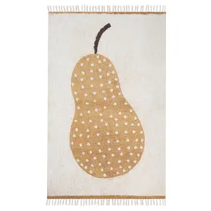 Cotton Kids Rug Pear Print 140 x 200 cm Off-White KHIDARI