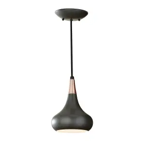 1 Bulb Ceiling Pendant Light Fitting Dark Bronze LED E27 60W Bulb