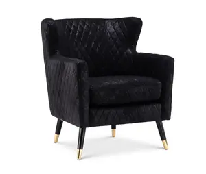 Faux Leather Suede Black Alessia Accent Chair