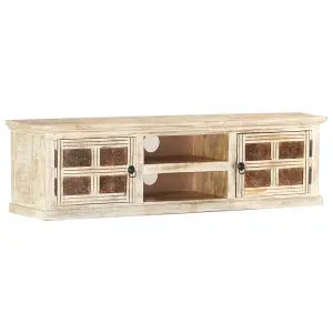 Berkfield TV Cabinet White 130x30x36 cm Solid Mango Wood