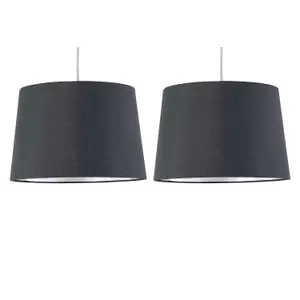 First Choice Lighting Set of 2 Zoey Grey with Silver Inner Easy Fit Pendant or Lamp Shades