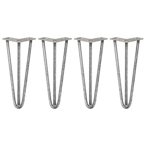 4 x Hairpin Leg - 12 - Unfinished - 3 Prong - 12m