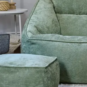 icon Natalia Chenille Armchair Bean Bag and Footstool Set Sage Green Giant Bean Bag Chair