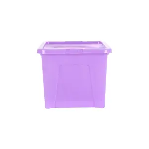 Wham Crystal Sparkle 5x 60L Plastic Storage Boxes with Lids Sparkle Lavender (Purple). Large Size, Strong (Pack of 5, 60 Litre)