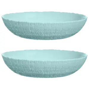 URBNLIVING 4cm Height Turquoise Glass Decorative Small Salad Serving Bowls Set of 2