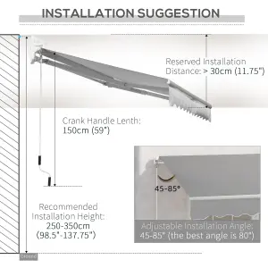 Outsunny Retractable Awning for Door & Window Garden Shelter Canopy 3 x 2m