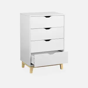 sweeek. 4-drawer scandi-style chest Floki White 60x40x90 cm