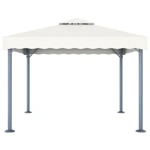 Berkfield Gazebo with LED String Lights 300x300 cm Cream Aluminium