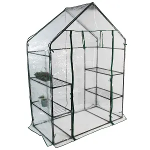 Walk In Greenhouse With PE Cover Garden Grow Green House with 4 Shelves