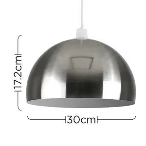 ValueLights Modern Brushed Chrome Metal Dome Ceiling Pendant Light Shade