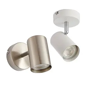 Luminosa Arezzo 1 Light Spotlight Satin Chrome Effect, Chrome Plate, GU10