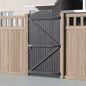 Outdoor Grey Arch Top Garden Wooden Gate Fence Door 180cm H