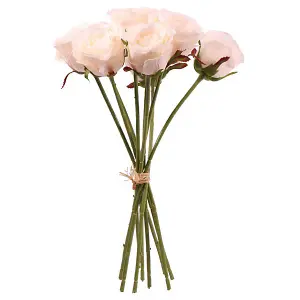 Artificial Silk Bunch of Roses. 9 Stems. Cream. H40 cm