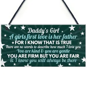 Red Ocean Daddys Girl Hanging Plaque Sign FATHERS DAY Birthday Christmas Gift For Dad Gift From Daughter Thank You