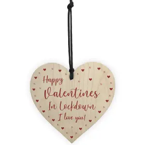 Happy Valentines In Lockdown Gift For Boyfriend Girlfriend Him Her Wooden Heart