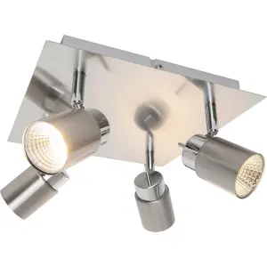 Hades Plate Square Satin nickel effect 4 Light Spotlight