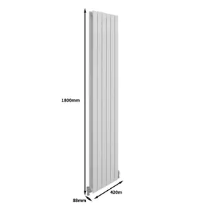 Designer Flat Radiator - 1800 x 420mm - White