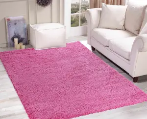 Serdim Rugs Plain Living Room Shaggy Area Rugs Pink 80x150 cm