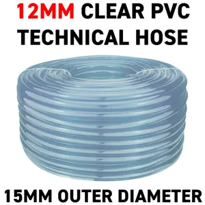 5m clear pvc tubing 12 x 15mm, food grade flexible pipe for water gas or aquarium airline