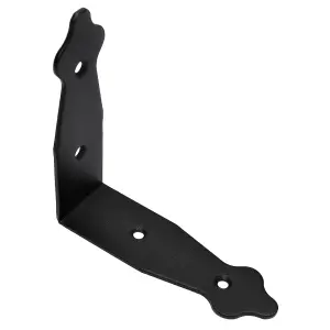 Pack of 1 x Black Corner Bracket - 115 x 115 mm Steel Right Angle Braces L Shaped Retro Decorative Metal Bracket 90 Degree Corner