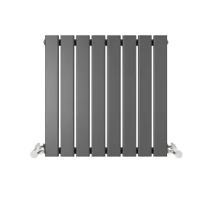 Anthracite Flat Tube 600x608mm Horizontal Single Panel Heated Towel Radiator