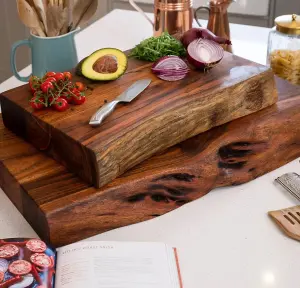 Professional Chef Live Edge Acacia Wood Chopping Board - Large