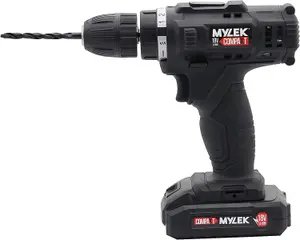 MYLEK 18V Cordless Li-ion Drill And 130 Piece DIY  Home Kit With Carry Case