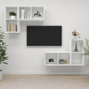 Berkfield Wall-mounted TV Cabinets 4 pcs High Gloss White Engineered Wood