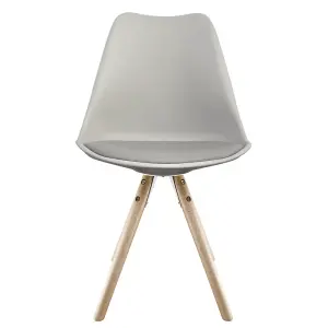 Soho Light Grey Plastic Dining Chair with Pyramid Light Wood Legs