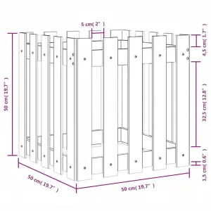 Berkfield Garden Planter with Fence Design White 50x50x50 cm Solid Wood Pine