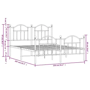 Berkfield Metal Bed Frame with Headboard and Footboard White 150x200 cm