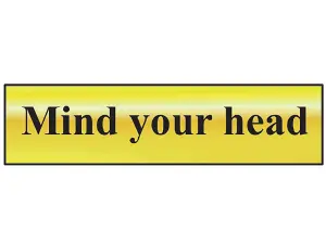 Scan 6030 Mind Your Head - Polished Brass Effect 200 x 50mm SCA6030