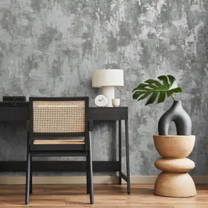 Fine Decor Sierra Texture Dark Silver Wallpaper FD43063