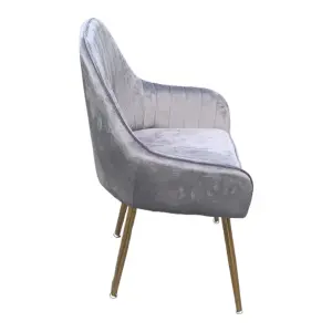 Pair of Dining Chairs Valvet Padded with Golden Legs