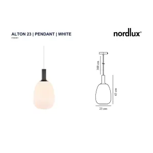 Nordlux Alton 23 Indoor Living Dining Glass Pendant Ceiling Light in White (Diam) 23cm