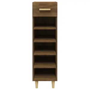 Berkfield Shoe Cabinet Brown Oak 30x35x105 cm Engineered Wood