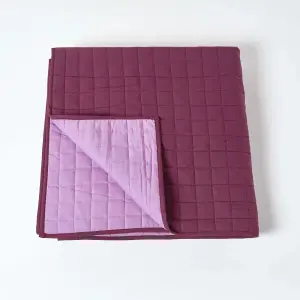 Homescapes Cotton Quilted Reversible Bedspread Lavender Purple, 230 x 250 cm