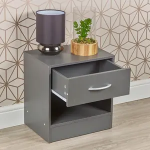 Antona 1 Drawer Bedside Table Dark Grey