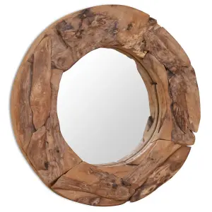 Berkfield Decorative Mirror Teak 60 cm Round