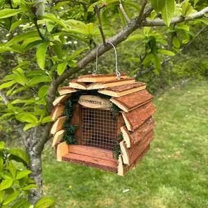 Hanging Wooden Barkwood Nut Bird Feeder