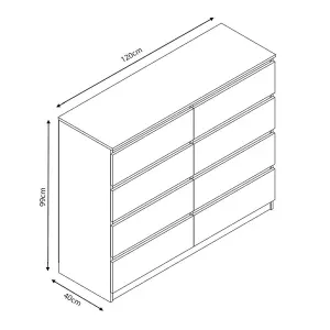 Gloss White 8 Chest Of Drawers, Exclusive Front, Top and sides Gloss