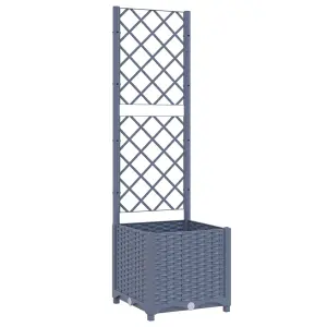 Berkfield Garden Planter with Trellis Dark Grey 40x40x136 cm PP