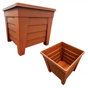 2 Terracotta Grosvenor Troughs & 2 Terracotta Grosvenor Flower Planters For Home & Garden