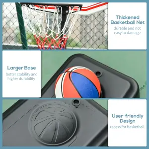 HOMCOM 155-210cm Height Adjustable Basketball Stand Backboard Portable w/ Net