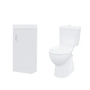 Nes Home Lindley 3-Piece White 900mm Shower Enclosure Suite, Close Coupled WC Toilet with Seat and Vanity Basin Unit